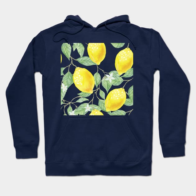 Spring Lemons - Watercolor Citrus Fruit Hoodie by MysticMagpie